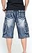 Men's 3/4 Cargo Biker Jean Shorts Vintage Distressed Denim Shorts Casual Multi-Pocket Short Pants (Blue,30)