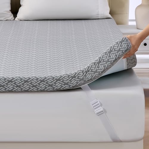 MEISHANG 3 Inch Twin Size Memory Foam Mattress Topper, Ultra Soft, Pain Relief & Breathable, Prevent Night Sweats, Non-Slip Density Foam - Grey