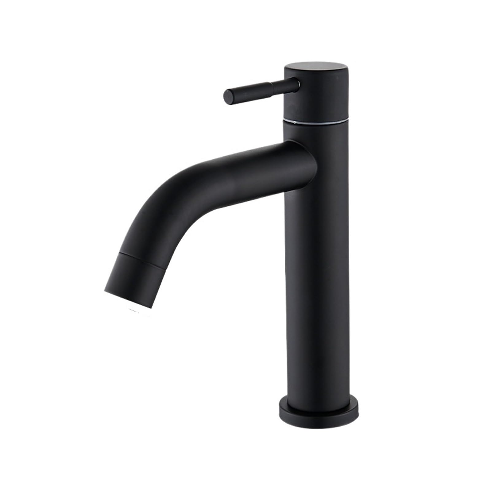 Jvddi Black Color Basin Faucet 304 Stainless Steel Single Cold Water Tap Deck Mounted Basin Sink Tap G1/2(Black Color)