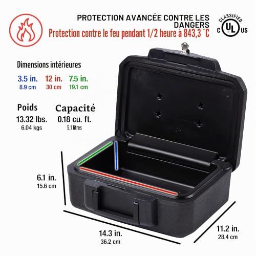 Sentry Safe 1200BLK ultime Fire protection laser – UL Classified 1/2HR protection/ETL Verified 1/2HR Digital Media Protection – Meilleur ignifuge résistant au feu Boîte de rangement avec serrure à clé – vue 4