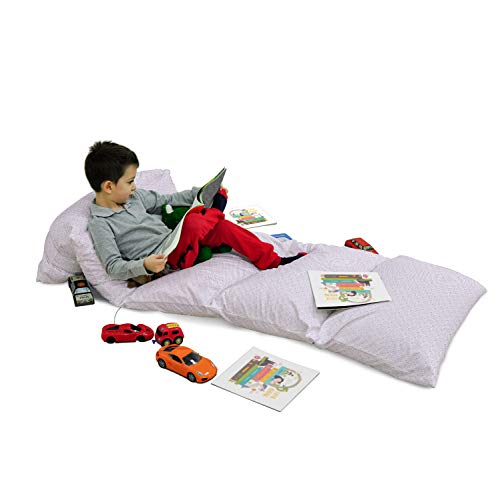 Lunarable Purple Grey Floor Pillow Lounger Cover, Traditional Arrangement Of Curved Lines And Flower Motif Abstract Garden, Nap Mat Printed Fabric Case For 5 Pillows, 88" X 27", Mauve Grey Ivory #TOP2