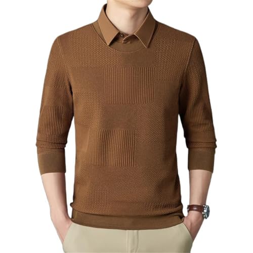 Pull col chemise double effet pour homme : tricot de printemps décontracté et chic