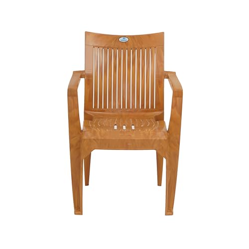 Image of Nilkamal CHR2209 Plastic Mid Back Chair |Set of 4|Stackable Chair|for Home, Dining Room, Bedroom, Kitchen, Living Room, Office, Outdoor, Garden |Pear Wood