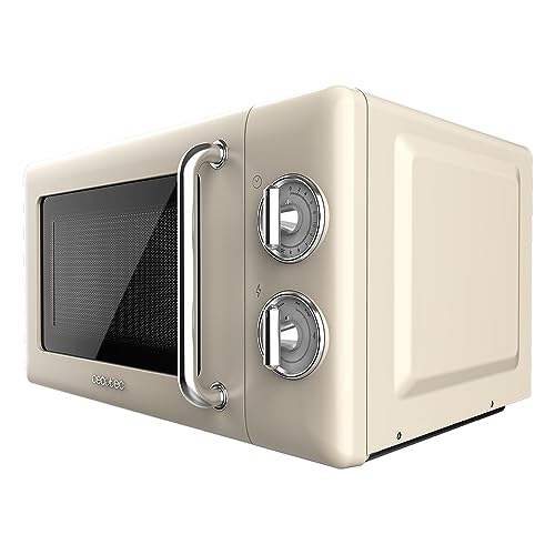 Cecotec Mikrowelle Proclean 3010 Mechanische, 20 l, Retro-Beige, 700 W, 6 Stufen, Timer bis zu 30 Minuten, Auftaumodus, Vintage-Design in Beige, Stahl-Finish – Bild 3