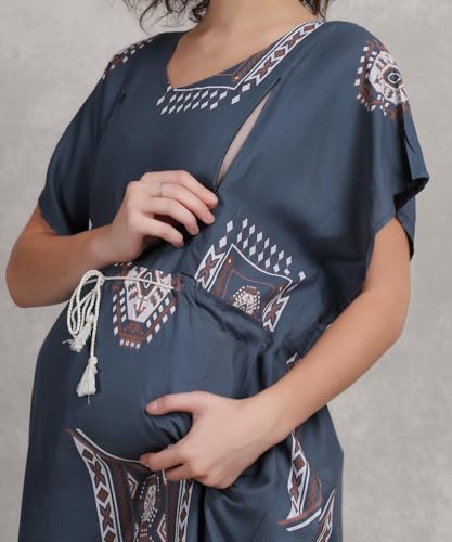 Image of Fabme Women's Printed Kaftan Nursing and Maternity Nighty