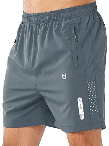 NORTHYARD Men's Athletic Running Shorts Gym Workout Shorts 7'/ 9'/ 5' Quick Dry Lightweight Sports Basketball Exercise Tennis Exercise COOLGREY-5inch L