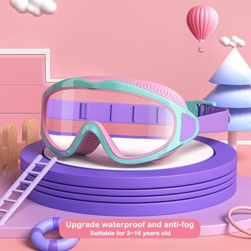 Image of Swim Goggles for 3-15 years Kids, UV Protection & Anti-Fog Pool Water Swimming Goggles For Boys Girls Youth Toddler, Big Frame Leakproof Swimming Goggles (1 pcs) (Pink)