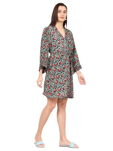 Image of KE KANHA EXPORTS Shrug for Women|Beach Coverup|Boho Beach Wear Dress for Women|Border Print Viscose Cover Up for Travel Holiday Resort Wear|Multicolor|Easily fits S-M-L|Bust 30 to 42 Inches