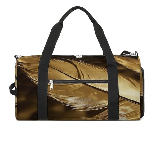 Sac de sport plumes dorées haut de gamme imperméable avec range-chaussures
