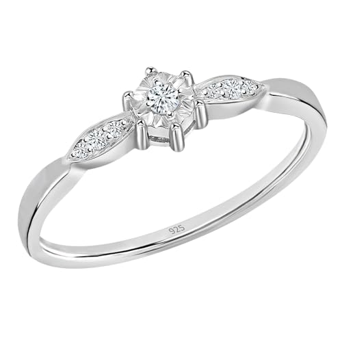 Dazzlingrock Collection 0.05 Cttw Round White Diamond Illusion-Set Promise Ring for Women in 925 Sterling Silver