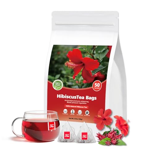 Premium Hibiscus Tea Bags, 100% Natural Hibiscus Flowers Herbal High
