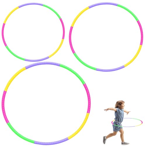 3 Stück Hula Hoop Reifen kinders, hullahub Reifen für Kinder, Hula Hoop kinders, hulahoopreifen für Kinder, 8 Segmenten - Hoola Hoop für Outdoor-Sport & Familienspiele