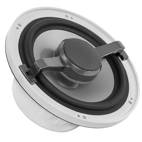 Image of NVX MVSP65 Premium 6.5 inch 2-Way Marine Coaxial Speakers (Pair), 600W Max, 200W RMS, 1 inch Silk Dome Tweeters, with RGB LED Lighting for Boats /UTV /ATV /SxS /Powersports (White and Black Grilles Included)