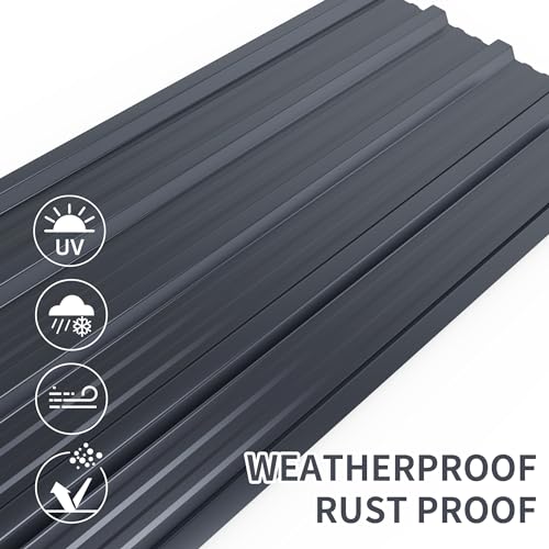 Mondeer 14er-Set Metall Trapezblech, Wellblechplatten für Dach, Dachbleche Trapezblech, Verzinkter Stahl für den Bau von Garagen, Gewächshä usern, Zwingern, 7m², 110 * 46cm, Dunkelgrau