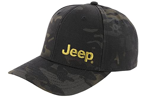 Jeep Officially Licensed Black Camo Hat | Structured Snapback Cap for Men | Ripstop Fabric