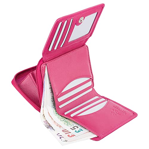 Visconti Heritage -30 Soft and Light Small Leather Trifold Wallet (Fuscia)4