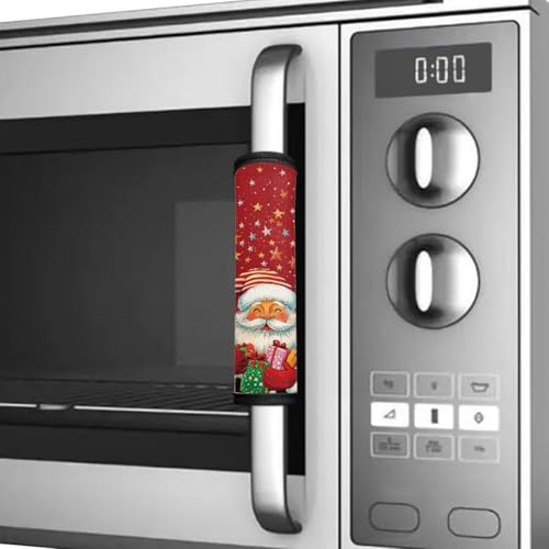 Image of Christmas Refrigerator Handle Covers Set of 6 Santa Claus Adjustable Appliance Handle Covers Washable Anti-Slip Homemade Decor Door Handle Gloves Xmas Countertop Decorations