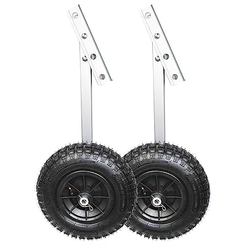 Seamax EZ Load Boat Launching Wheels Set for Inflatable Boat & Aluminum Boat, Support MAX 500Lbs Loading with 12" Pneumatic Tire & 2 Height Position Cover