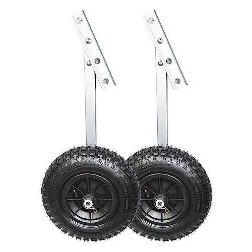 Seamax EZ Load Boat Launching Wheels Set for Inflatable Boat & Aluminum Boat, Support MAX 500Lbs Loading with 12" Pneumatic Tire & 2 Height Position