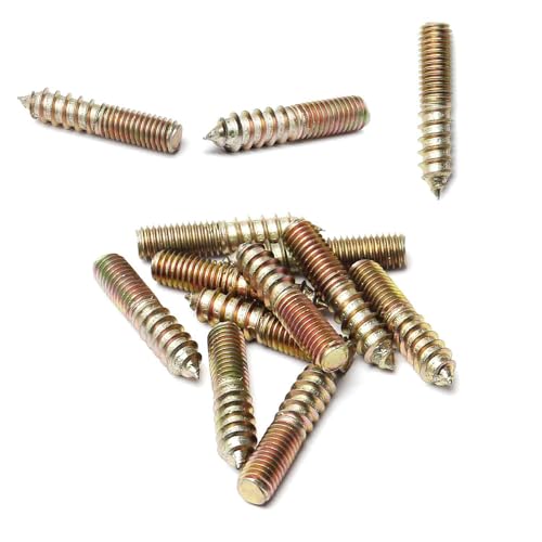 Image of 10Pcs Carbon Steel Double Headed Hanger Bolts 1.57 inch Length Self-Tapping Screw for Furniture Installation M8x40 Bronze