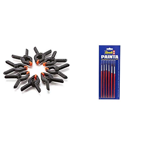 Revell 39070 14 Modellbau Spannzwingen-Set, 8-teilig & 29621 - Pinselpalette Standard, 6 Stück