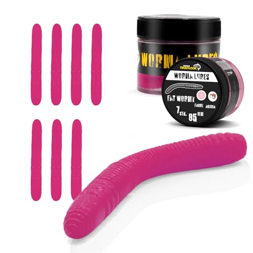 Troutlook Fat Wormy Forellengummi - 8,5 cm, Schwimmend, Weiche Gummimischung, 7 Stück (Krill (Pink Spezial - Krill, 8,5cm - 7 Stück)