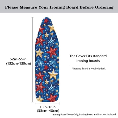 Image of Ironing Board Cover, Colorful Star Print 15x54 Ironing Board Cover, Resist Scorching and Staining, Elastic Edges,Fashion Home Decor