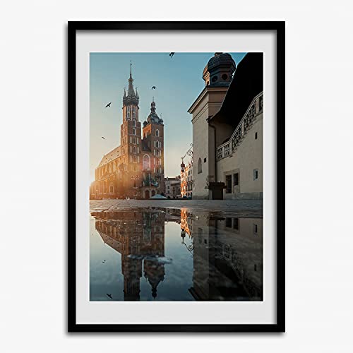 Cadre photo 50x70 cm haut de gamme en bois MDF, tableau moderne affiche Cracovie