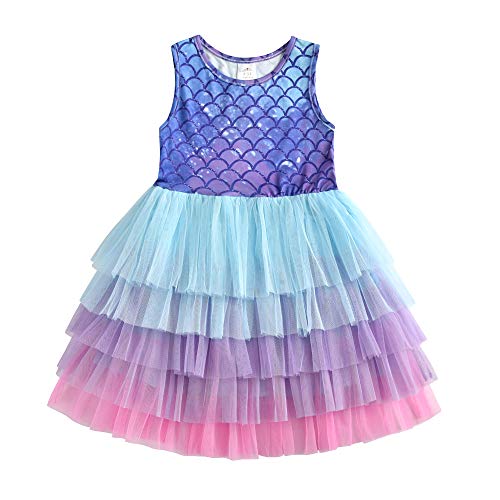 Image of DXTON Toddler Girls Summer Dresses Short Sleeve Tutu Dress for 2-8 Years Girls