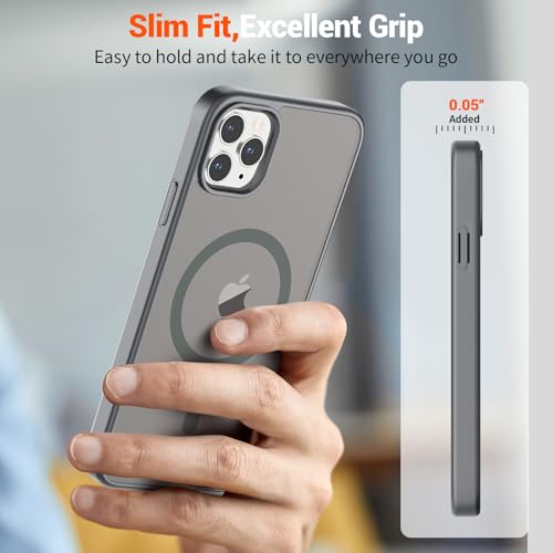 Image of SUPFINE Magnetic for iPhone 11 Pro Max Case Gray | (Compatible with MagSafe)(Military Grade Drop Protection)Shockproof Translucent Matte Phone Cover
