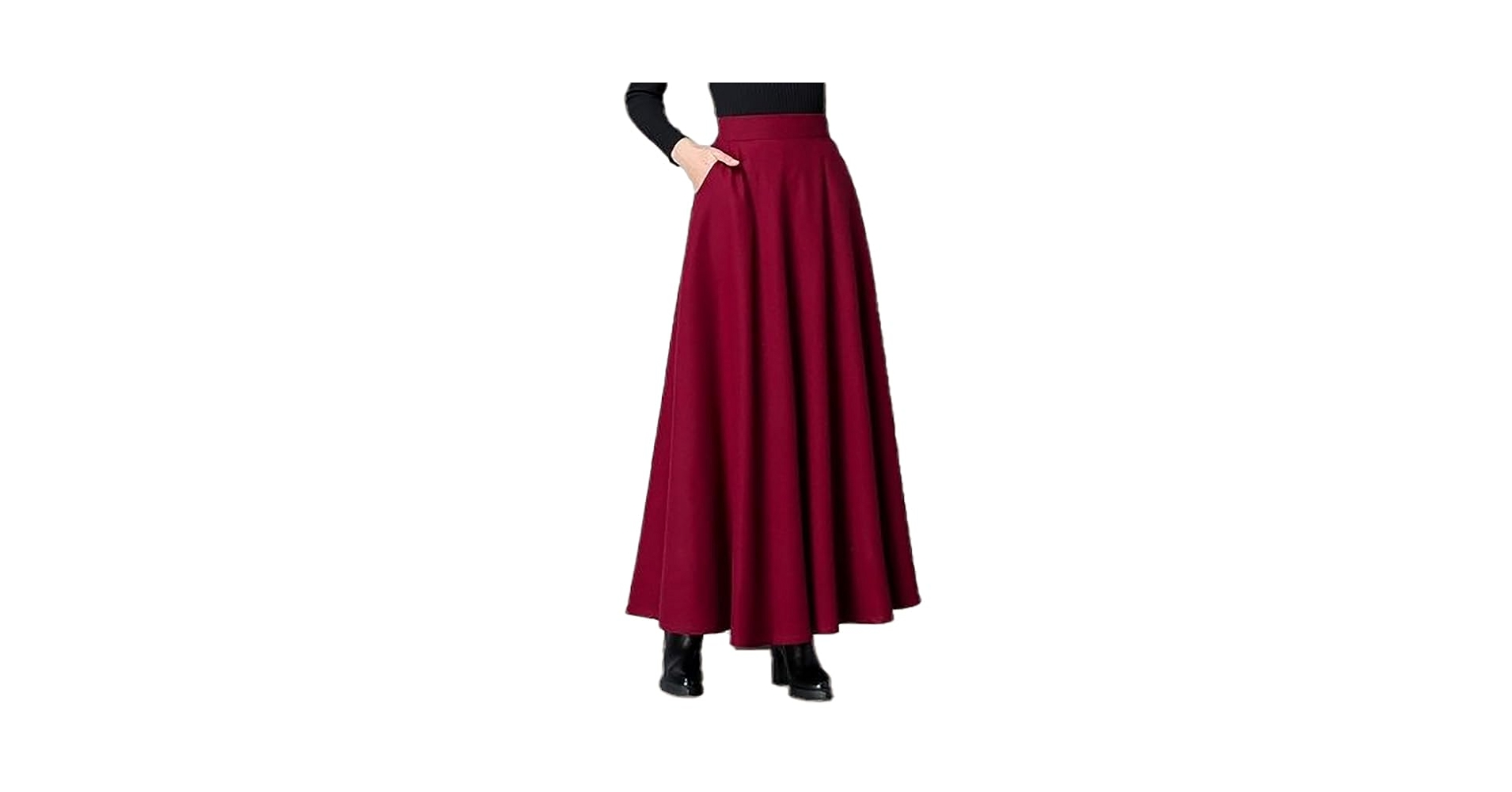 Amazon.com: Women's High Waisted Woolen Long Skirt in Autumn