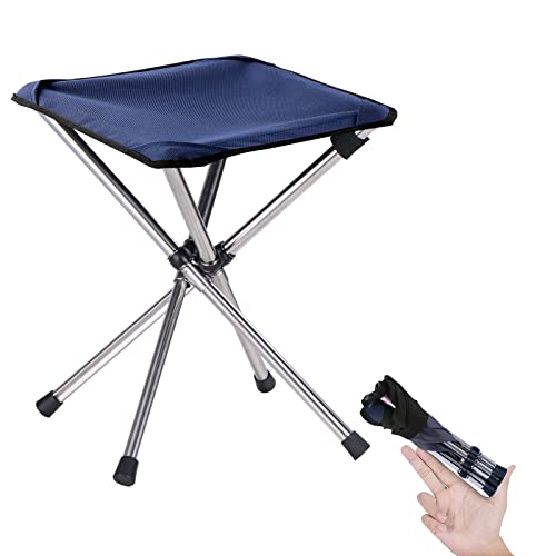 Image of Portable Stool, 13.8 Inch High & 1.32 lbs Small Folding Chair, Telescopic Compact Foldable Stool with Carry Bag for Camping, Hiking, Outdoor Concert