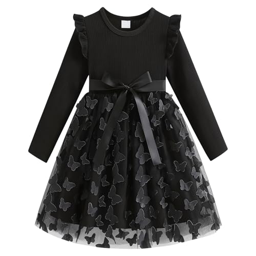 Image of Toddler Little Girls Casual Dresses Short Sleeve Crew Neck Graphic Cartoon Dress for 2-8 Years