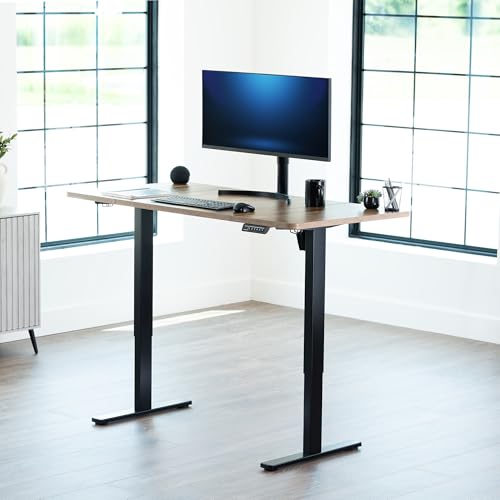 Image of VIVO Reclaimed Wood 60 x 30 in Standing Desk, DESK-KIT-1B6P-30 | Electric, Holds 220 lbs, Sit Stand, Height Adjustable, Extra Deep Table Top, Memory Presets, 1B Series, Black Frame