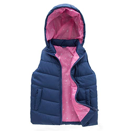 Snow Dreams Girls Puffer Vest Lightweight Sleeveless Jackets Hooded Winter Fall Vests Quilted Coat Dark Blue Size 6 cover