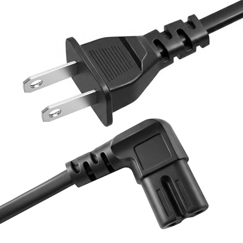 AC 90 Degree Right Angle 2 Prong TV Power Cord Replacement 5ft L Shaped Angled IEC C7 TV Cable for Samsung LG TCL Hisense Sony Vizio Insignia Sharp Toshiba
