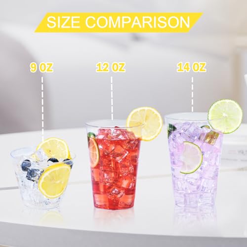 Bysnow PS-9OZ-100 Pack 9 Oz Clear Plastic Cups, Disposable Clear Plastic Cups For Cocktail Party, Polystyrene Plastic Wine Cups thumb #2