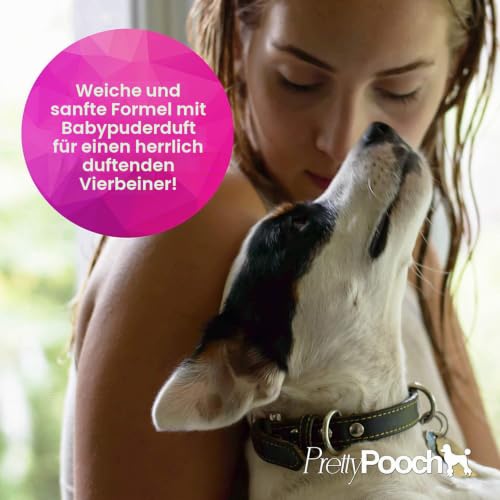 Pretty Pooch® Gentle Touch Shampoo und Conditioner für Hunde, ein nicht juckendes, professionelles Tiefenreinigungsshampoo für Hunde mit empfindlicher Haut (4 l, Babypuderduft)