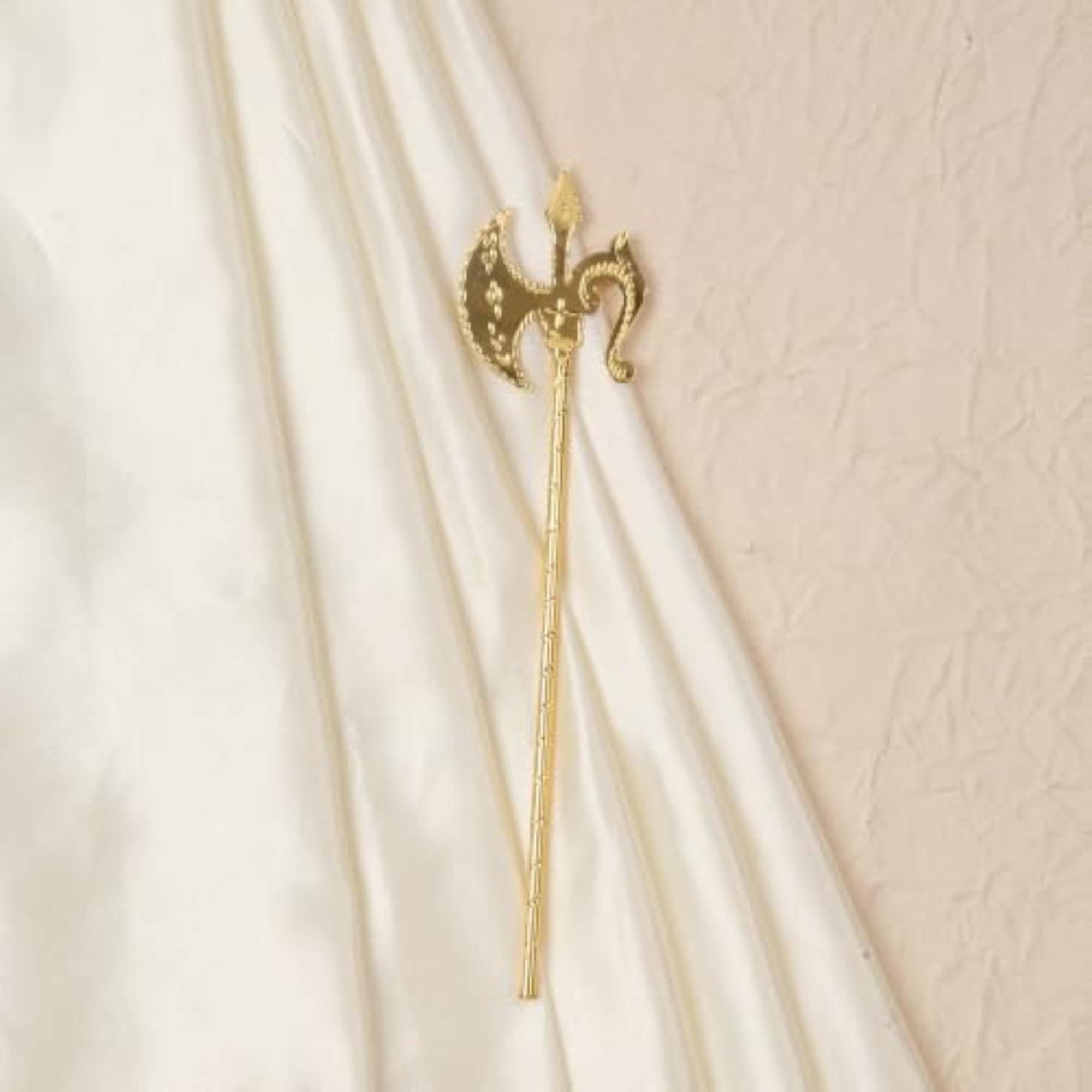 Art Jewellery Traditional Gold Finish Trishul with Temple Design