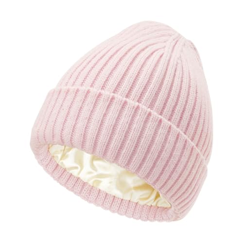 DRESHOW Satin Gefütterte Mütze für Damen Herren Winter Mütze für Unisex mit Seidigem Futter Beanie Weich und Warm für den Winter