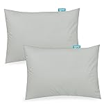 Biloban Organic Cotton Toddler Pillowcase 2 Pack, (Pillowcase Only) Kids Pillowcase for Sleeping Fit Pillow Sized 13x 18 or 14x19, Envelope Travel Pillowcases for Girl Boy, Gray