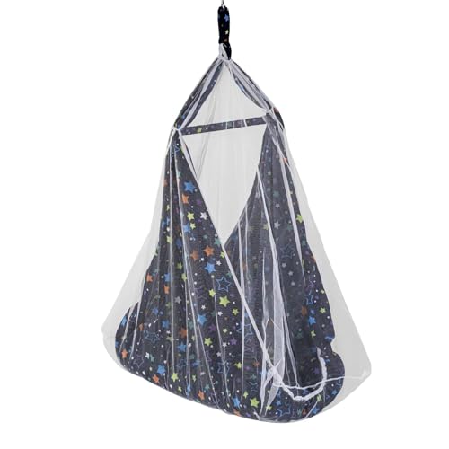 Image of BAYBEE Cotton Hanging Cradle and Swing for Baby with Bedding Set, Mosquito Net, Window Hanger, Portable Jhula Jhoola, Home Essential (Dark Blue)