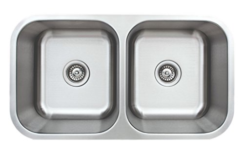 Wells Sinkware CMU3318-99-1 Craftsmen Series Stainless Steel Kitchen Sink Package, 33" 50/50 9" Deep, Brushed Matte Finish