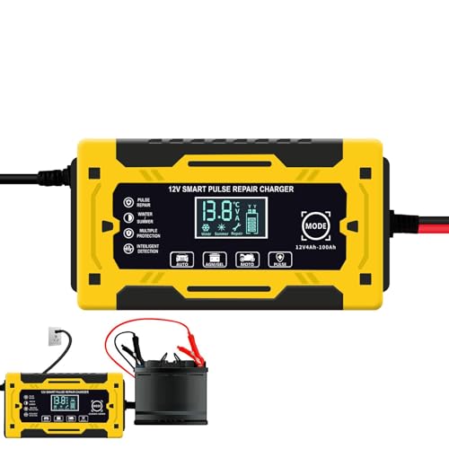 Caricabatteria da da da auto - Caricatore portatile 6 a 12 V intelligente per da da auto camion barche moto avviatore compatto funzioni di sicurezza display LCD