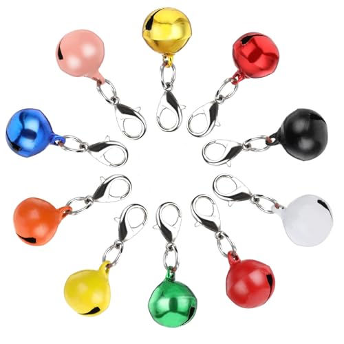 Sorcristy 10PCS Extra Loud Cat & Dog Bells, Small Pet Collar Bell Made of Sturdy Metal, Bells for Dog Training to Go Outside, Pet Tracker, Color Pets Bell Gifts Doggy Cat Collar Charms (10 Color)