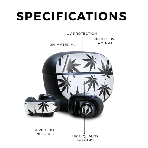 Image of Glossy Glitter Skin Compatible with Bose Ultra Open Earbuds - Pot Leaves Black - Premium 3M Vinyl Protective Wrap Decal Cover - Easy to Apply | Crafted in The USA by MightySkins