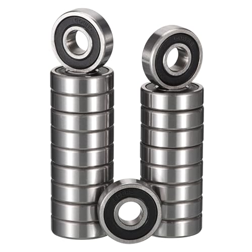 HiPicco 608-2RS Deep Groove Ball Bearings, ID 8mm x OD 22mm x Width 7mm Miniature Bearings, Double Rubber Sealed Ball Bearing Pre-Lubricated Chrome Steel Z2 Lever 20pcs