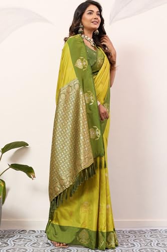 Image of SGF11 Women's Kanjivaram Pure Soft Silk Saree With Unstitched Blouse Piece