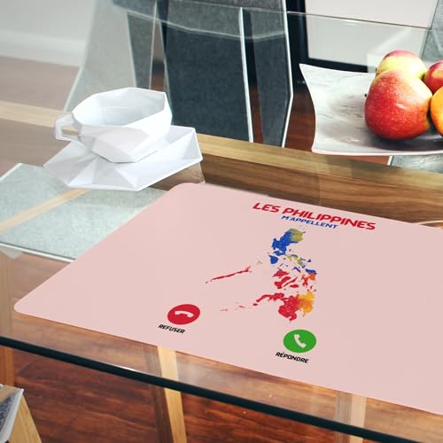 Sets de table rose thème Philippines en liège grand format 39x28 cm x4