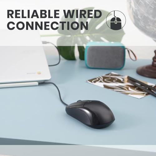 Perixx PERIMICE-209C USB-C Kabelgebunde Maus mit Scrollrad, geeignet für Links- und Rechtshänder, zur Nutzung am Desktop-PC und Laptop, Schwarz 2